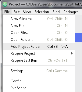 Add Project in Atom