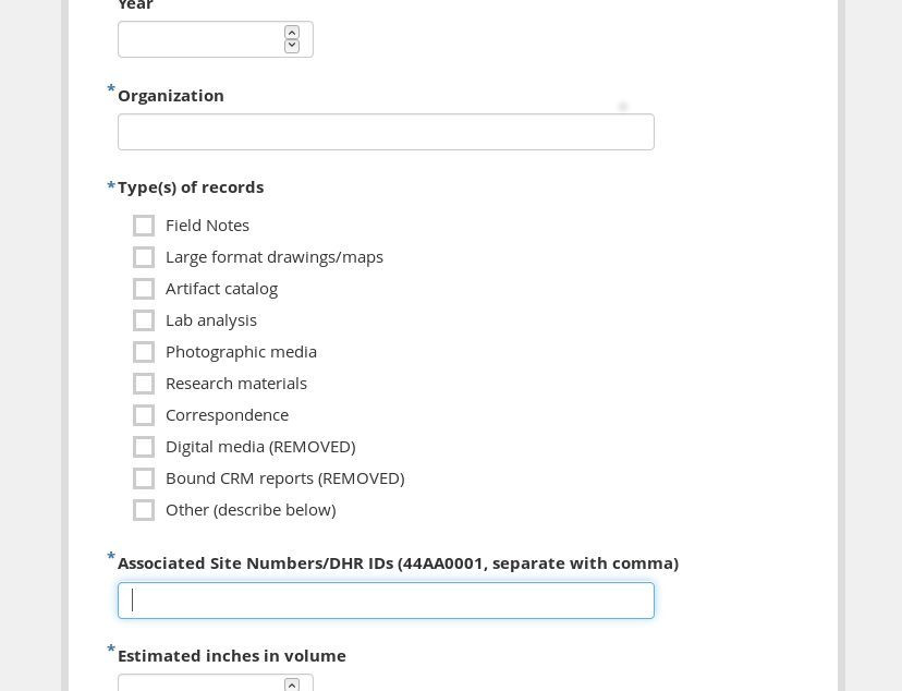 A screenshot of a data collection form with checkbox options and an open text field asking for comma separated terms.